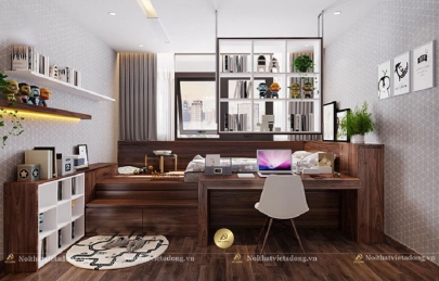 Bàn học gỗ óc chó hiện đại và đẳng cấp 